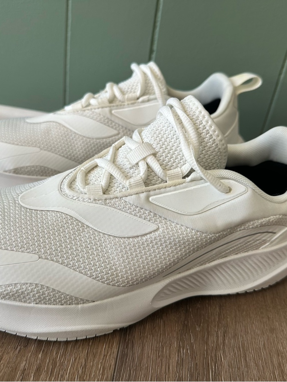 All-White Knit Athletic Sneakers